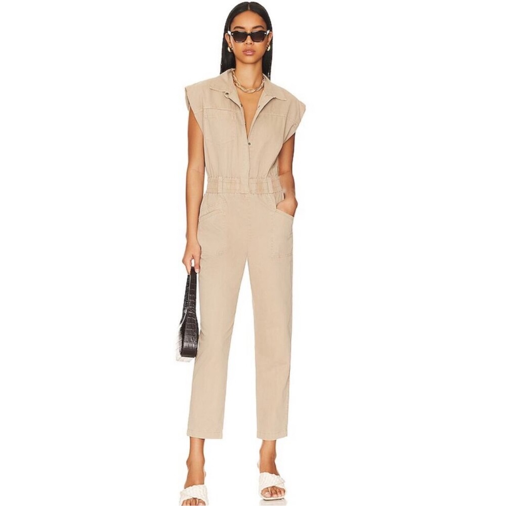 pistola Beige Utility Sleeveless Jumpsuit